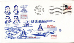 1981 USA  Space Shuttle Launch Astronauts Fly Shuttle Training Aircraft Commemorative Cover B - Nordamerika