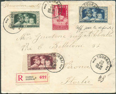 N°387-404/406 - TB Affranchissement 4 Couleurs Dt ENFANTS ROYAUX obl. Sc TOURNAI 2 sur Lettre Recommandée Du 25-VII-1935 - Briefe U. Dokumente