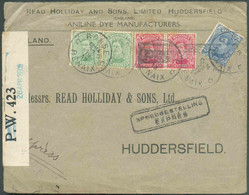 N°137(2)-138(2)-141 Obl. Sc RENAIX RONSE sur Enveloppe Exprès (gr. Bilingue) Du 22-IV-1919 Vers Huddersfield + Bande De - Other & Unclassified