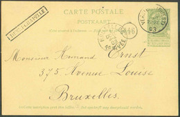 E.P. Carte 5 Cent. Obl. Sc VERVIERS (OUEST) du 31 Sept. 1903 + Griffe HENRI-CHAPELLE vers Bruxelles. - TTB - 16950 - Cartes Postales 1871-1909