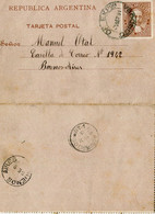 ARGENTINE / ARGENTINA  - Buenos Aires: PRECURSEUR - Tarjeta Postal - Entier Postal 4 Centavos - 1891 - Cartas & Documentos