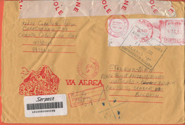 PERU - 2003 - 014.80 EMA, Red Cancel - Registered - Medium Envelope - Viaggiata Da Lima Per Brussels, Belgium - Peru