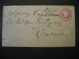 Altdeutschland Baden 1864- Bedarfsbeleg Gelaufen Mit 3 Kr Mi. U 9 Von Tiengen Nach Carlsruhe, Ankunftstempel Rückseitig - Enteros Postales