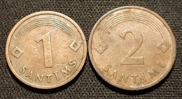 LETTONIE - LATVIA - LOT DE 2 PIECES - 1 SANTIMS ET 2 SANTIMI 1992 - KM 15 Et KM 21 - Latvia