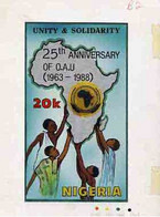 Nigeria 1988 25th Anniversary Of OAU, Painted Artwork For 20k Value (Unity & Solidarity With Map) - Nigeria (1961-...)