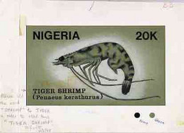 Nigeria 1988, Shrimps, Artwork For 20k (Tiger Shrimp) By NSP&MCo Staff Artist Samuel A M Eluare On Card 8.5 X 5cm - Nigeria (1961-...)