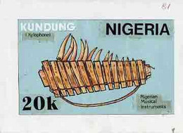 Nigeria 1989, Musical Instruments, Original Hand-painted Artwork For 20k Value (Kundung But Inscribed 'Xylophone') - Nigeria (1961-...)