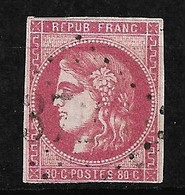 France N° 49c 80 Centimes Rose Carminé Oblitéré Gros Chiffres  B/TB   - 1870 Emission De Bordeaux
