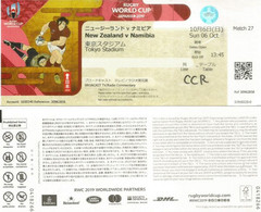 Match New-Zealand Vs Namibia.Rugby World Cup Japan 2019.Ticket 6 Oct.Tokyo Stadium.Broadcast TV/Radio Entry Ticket - Rugby