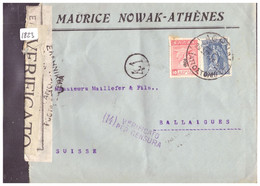 GRECE - LETTRE CENSUREE POUR LA SUISSE - VOIR IMAGE POUR LES DETAILS - Lettres & Documents