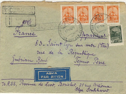 URSS Soviet Union 1966 Mi.2435x & 2439x (x4) On Registered Air Cover To France - Briefe U. Dokumente