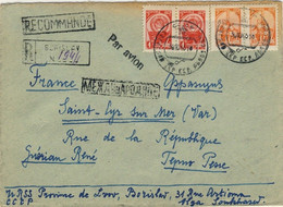 URSS Soviet Union 1965 Mi.2437x (x2) & 2439x On Registered Air Cover To France - Storia Postale