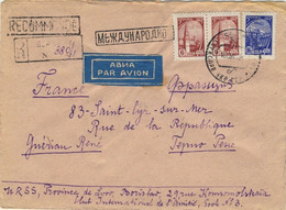 URSS Soviet Union 1965 Mi.2438x (x2) & 2440x On Registered Air Cover To France - Covers & Documents