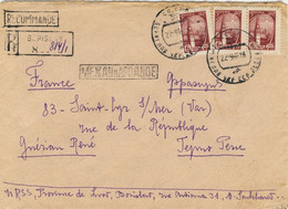 URSS Soviet Union 1965 Mi.2438x (x3) On Registered Air Mail Cover To France - Covers & Documents