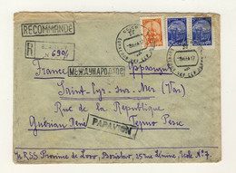 URSS Soviet Union 1965 Mi.2439x & 2440x (x2) On Registered Air Cover To France - Lettres & Documents