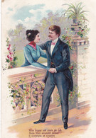 CARTE FANTAISIE . CPA ILLUSTRÉE. COUPLE ." UN MUR LES SÉPARE ". ANNEE 1905+ TEXTE - Couples