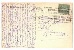 AMIENS Gare Somme 15c Semeuse Yv 130 Ob Méca Frankers Expo Arts Décoratifs Industriel Dreyfus AMI306 - Mechanical Postmarks (Advertisement)