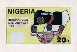 Nigeria 1990, Literacy Year - Original Hand-painted Artwork For 20k Value (Teacher At Blackboard With Two Students) - Nigeria (1961-...)