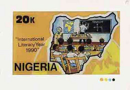 Nigeria 1990, Literacy Year, Original Hand-painted Artwork For 20k Value (Teacher At Blackboard With Two Students) - Nigeria (1961-...)