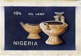 Nigeria 1990, Pottery - Original Hand-painted Artwork For 10k Value (Oil Lamp) - Nigeria (1961-...)