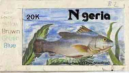 Nigeria 1991, Fishes - Original Hand-painted Artwork For 20k Value (Niger Perch) By Remi Adeyemi - Nigeria (1961-...)