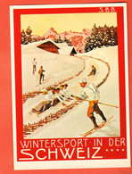 ZDE-13 Repro Affiche Plakat Für SBB-CFF 1904, Wintersport In Der Schweiz Grand Format, Non Circulé. Scan Du Dos - Port