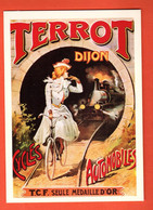 ZDE-26  Terrot Dijon Moto, Cycles Automobiles, Jeune élégante Sur Un Vélo, Publicité .Grand Format, Non Circulé - Motociclismo