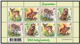 Belarus 2021 Children Philately Wild Baby Animals Young Roe Deer, Squirrel, Beaver, Pig  Sheet  Fauna Weißrussland - Ohne Zuordnung