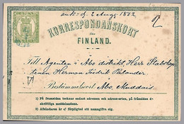 FINLAND - 1871 Postal Stationery Card - Michel P2a (salmon Paper) - Helsingfors To Abo - Lettres & Documents