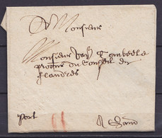 L. Datée 10 Avril 1653 De MECHELEN Pour GAND - Port "II" à La Craie Rouge - 1621-1713 (Spanish Netherlands)