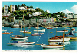 Ref BB 1439  - John Hinde Postcard - Outer Harbour Boats & Vane Hill - Torquay Devon - Torquay