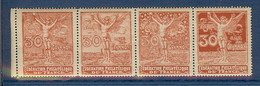 4 VIGNETTES ROUGE SE TENANT FEDERATION PHILATELIQUE DE FRANCE PARIS 30 RUE DE GRAMONT ** - Briefmarkenmessen