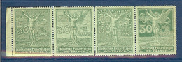 4 VIGNETTES VERT SE TENANT FEDERATION PHILATELIQUE DE FRANCE PARIS 30 RUE DE GRAMONT ** - Philatelic Fairs