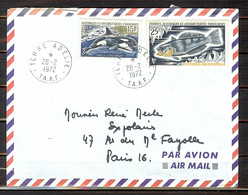 TAAF N° 30 + 37 SUR LETTRE DE TERRE ADELIE DU 28/02/72 ADRESSEE A MR RENE MERLE - Lettres & Documents