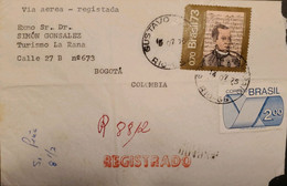 A) 1975, BRAZIL, BAROQUE ART, FROM RIO GRANDE TO BOGOTA-COLOMBIA, REGISTERED, AIRMAIL, FATHER NUNES GARCIA STAMP - Andere & Zonder Classificatie