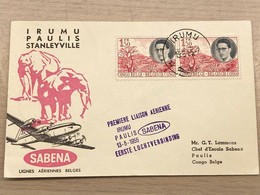 Belgisch-Congo - Congo-Belge LP PREMIERE LIASON AERIENNE IRUMU > PAULIS 13-5-1955 - Posta Aerea: Storia Postale