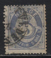 Norway (31) 1877 5 ö Blue. No Ball To Small "5". Used. Damaged. - Other & Unclassified