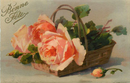 Catharina KLEIN * CPA Illustrateur * éditeur Meissner & Buch Série 2456 * Bonne Fête * Panier De Roses * Fleurs - Klein, Catharina