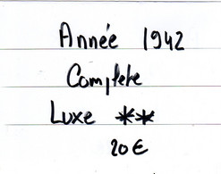 Annee 1942 Complete.........TOUS LES TIMBRES SONT LUXES** ET GOMME ORIGINALE - Unused Stamps