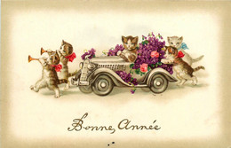 Chats Humanisés * CPA Illustrateur * Dans Une Automobile Voiture Auto * Cat Cats Katze - Katzen