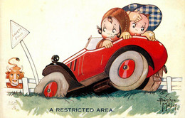 Béatrice MALLET * CPA Illustrateur * N°3585 * Raphael Tuck & Sons Oilette * A Resticted Area * Enfant Automobile Auto - Mallet, B.