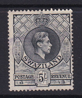 Swaziland: 1938/54   KGVI     SG37b   5/-   Grey   [Perf: 13½ X 14]     Used - Swaziland (...-1967)