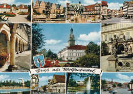 3943 - Deutschland - Wolfenbüttel , Lessinghaus , Krambuden , Stadtbad , Schloßbinnenhof , Wallanlagen - Gelaufen 1977 - Wolfenbüttel