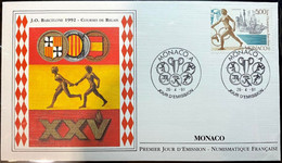FDC - Jeux Olympiques De Barcelone - 26 Avril 1991 - Cachet De Monaco - Covers & Documents