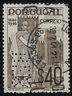 PERFIN PORTOGALLO-1940:valore Usato Da 40 C.-8° CENT. DELLA FONDAZIONE Con Perforazione - PERFIN - In Ottime Condizioni. - Perforés