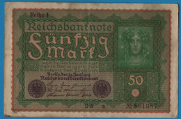 DEUTSCHES REICH 50 Mark  24.06.1919 Série DN A # 861387  P# 66 Reihe 1 - 50 Mark