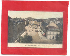 9. LONS-LE-SAUNIER . PLACE DE LA LIBERTE . CARTE TISSEE COLORISEE AFFR AU VERSO LE 16-6-1907  .  2 SCANES - Lons Le Saunier