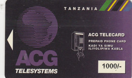 Tanzania, TZ-ADA-ACG-0002B, ACG Telecard 1000/- , 2 Scans - Tanzania