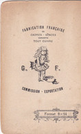 Image 9x14 . Pub " G.F. Cadres, Glaces Garantis Tout Cuivre ". Fabrication Française (Fillette Au Petit Chien) - Publicidad