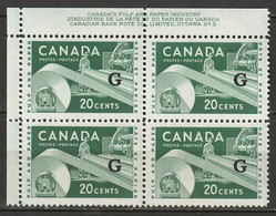 Canada 1955 Sc O45 Official UL Plate 2 Block MNH** - Números De Planchas & Inscripciones